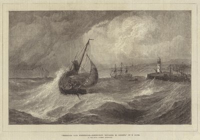 Osvěžující Gale, Scarborough, Rybářské lodě vracející se do přístavu, na výstavě Royal Academy od Edwin Hayes