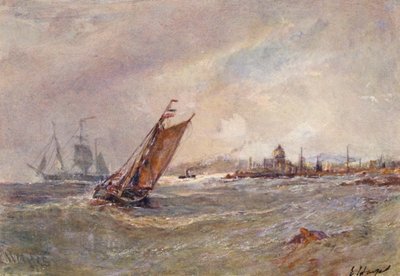 St Peter Port, Guernsey (barevná litografie) od Edwin Hayes
