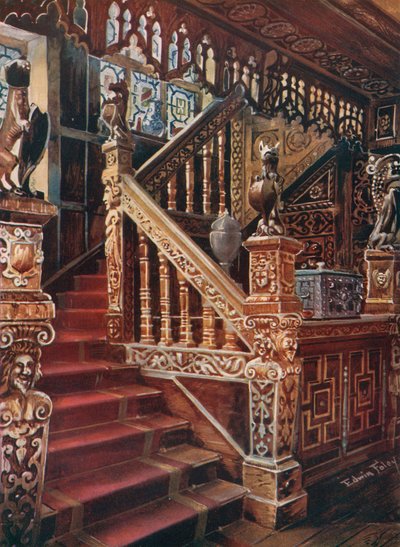 Vyřezávané Oaken Stairway, Godinton od Edwin John Foley