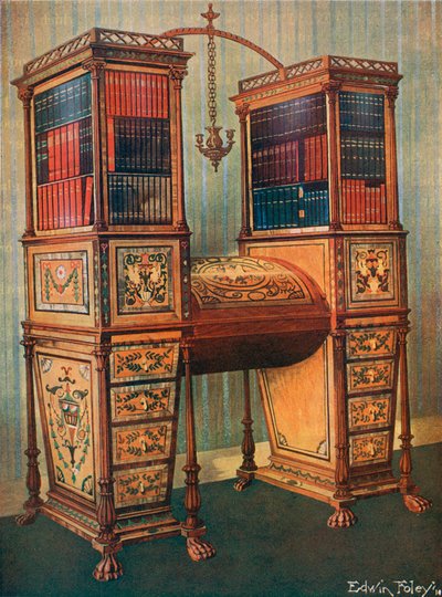 The Sisters Intarzovaná dvojitá sekretářka a knihovnička – Sheraton, cca 1800 od Edwin John Foley