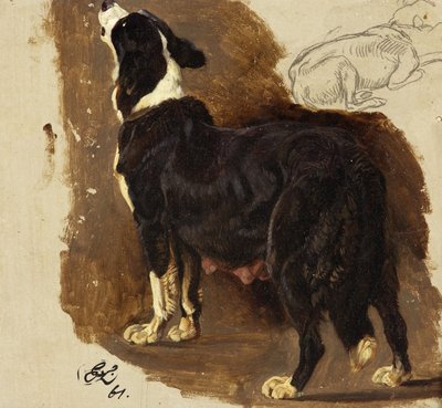 Fena kolie (olej a tužka na kartě) od Edwin Landseer