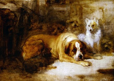Studie psů (olej, tužka na plátně) od Edwin Landseer