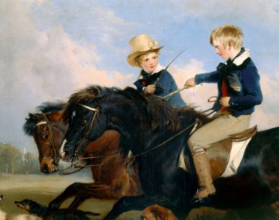 Hon E. S. Russell a jeho bratr (detail 369434) (olej na panelu) od Edwin Landseer