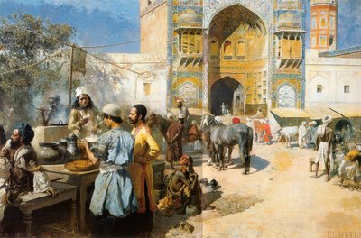 Restaurace pod širým nebem, Lahore, c1889. od Edwin Lord Weeks