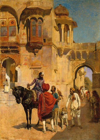 Odjezd na lov v předhradí paláce Jodhpore, kolem 1898-1900 od Edwin Lord Weeks