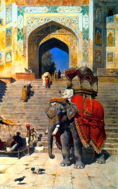 Royal Elephant u brány do Jami Masjid, Mathura, 19. nebo začátek 20. století. od Edwin Lord Weeks