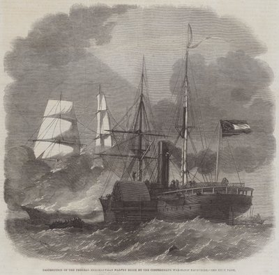 Zničení Federal Merchantman Harvey Birch válečnou šalupou Konfederace Nashville od Edwin Weedon