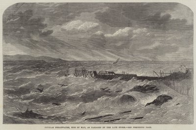 Douglas Breakwater, Isle of Man, jak byl poškozen pozdní Storm od Edwin Weedon