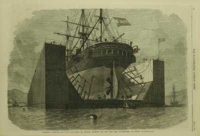 Plovoucí ponton nebo dok připravený firmou Messrs Rennie and Son pro španělskou vládu od Edwin Weedon