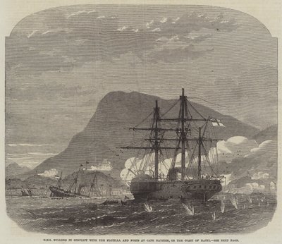 HMS Bulldog v konfliktu s flotilou a pevnostmi na Cape Haytien, na pobřeží Hayti od Edwin Weedon
