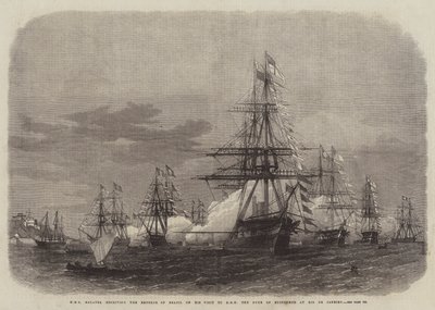 HMS Galatea přijímá brazilského císaře na jeho návštěvě u HRH vévody z Edinburghu v Rio de Janeiru od Edwin Weedon