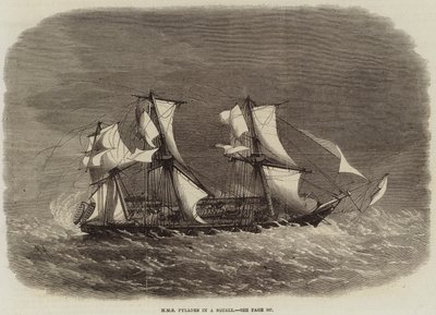 HMS Pylades v bouři od Edwin Weedon