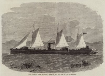 Iron Gun-Boat postavený v Sydney v Austrálii pro vládu Nového Zélandu od Edwin Weedon