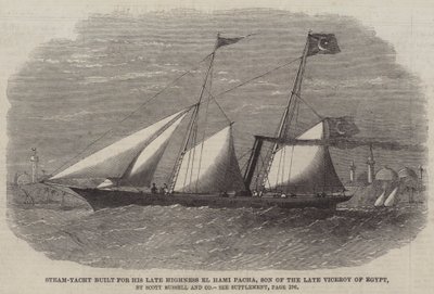Parní jachta postavená pro Jeho zesnulou Výsost El Hami Pacha, syna zesnulého místokrále Egypta, Scott Russell and Company od Edwin Weedon