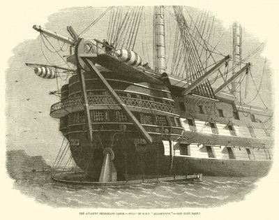 Atlantský telegrafní kabel, záď HMS Agamemnon od Edwin Weedon