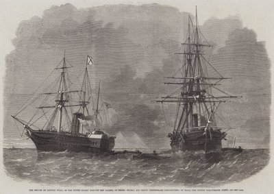 Zabavení americké válečné lodi San Jacinto kapitánem Wilksem, komisařů Konfederace Messers Slidell a Mason na palubě British Mail-Steamer Trent od Edwin Weedon