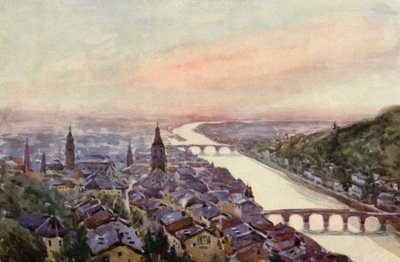 Rýn: Heidelberg a Neckar (barevná litografie) od Effie Jardine