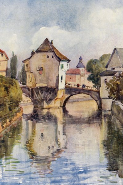 Rýn: Starý most u Kreuznachu (barevná litografie) od Effie Jardine