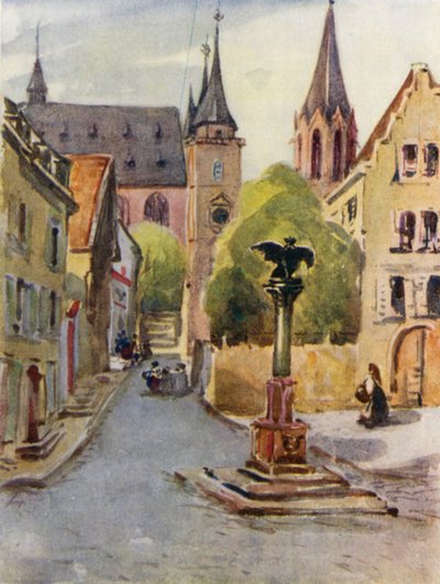 Rýn: Oppenheim (barevná litografie) od Effie Jardine