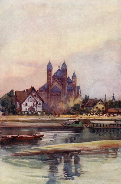 Rýn: Speyer, věže (barevná litografie) od Effie Jardine