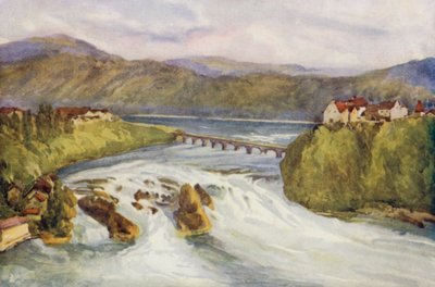 Rýn: Rýnské vodopády, Schaffhausen (barevná litografie) od Effie Jardine