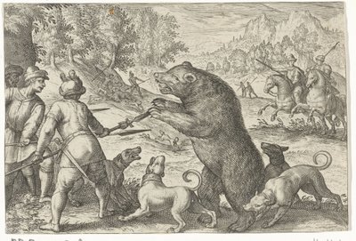 Krajina s lovem medvědů Lovecké scény (název série) Icones Venantum Species Varias Representantes (název série) od Egbert Jansz.