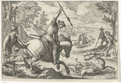 Krajina s lovem jelenů Lovecké scény (název série) Icones Venantum Species Varias Representantes (název série) od Egbert Jansz.