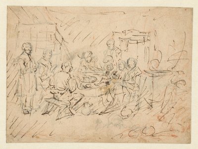Interiér s farmářskou rodinou při jídle od Egbert van Heemskerck (I)