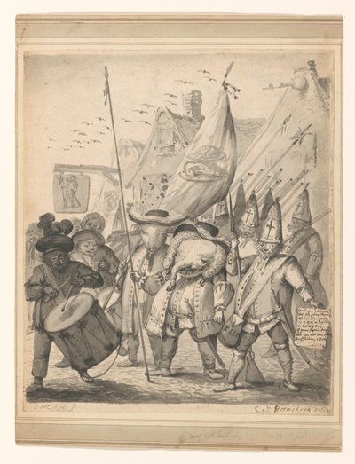 Dieren satira od Egbert van Heemskerck (II) (signed by artist)