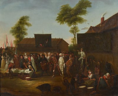 Vesnický karneval s postavami Commedia dellArte od Egbert van the Elder Heemskerck