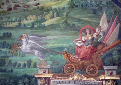 Vůz tažený gryfy, detail z „Galleria delle Carte Geografiche“ od Egnazio Danti
