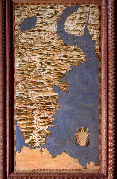 Magellanovu mapu Detroitu vytvořil Egnazio Danti (1536-1586), matematik, kosmograf a italský architekt. Kolem 1567. Florencie, Palazzo Vecchio, Sala del Mappamondo od Egnazio Danti