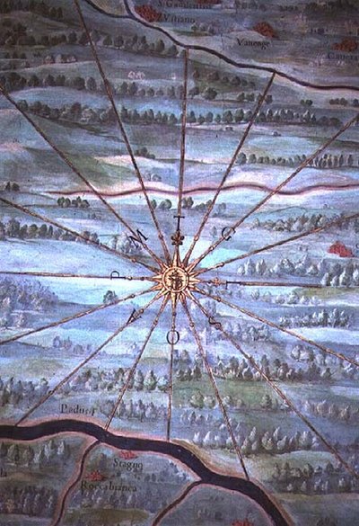 Rays of Sun, detail z „Galerie zeměpisných map“ od Egnazio Danti
