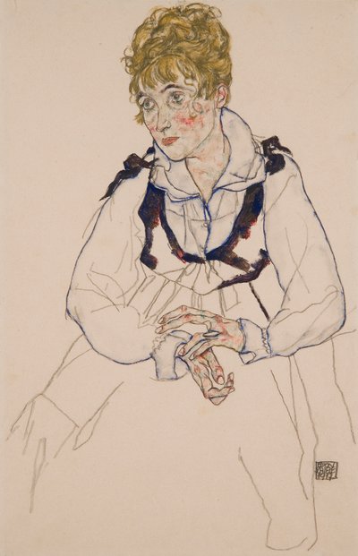 Umělcova žena sedí od Egon Schiele