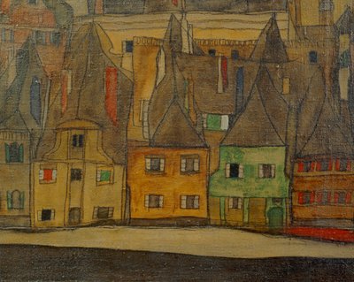 Malé město, také malé město (malba na plátně) od Egon Schiele