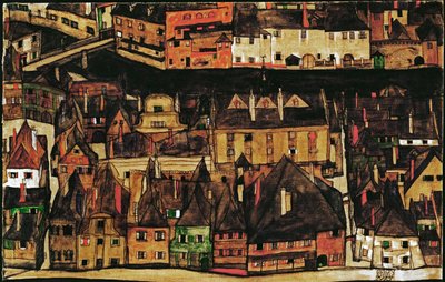 Die kleine Stadt neboli Malé město (olej na plátně) od Egon Schiele