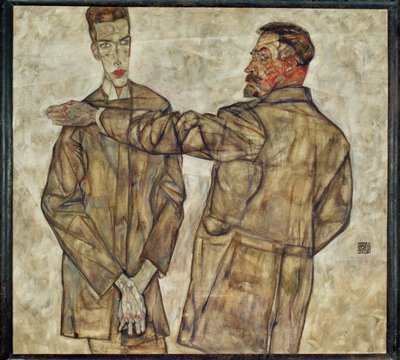 Dvojportrét ústředního inspektora ... (malba na plátně) od Egon Schiele