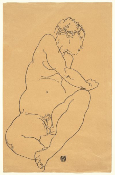 Ženský akt ohýbání doleva od Egon Schiele