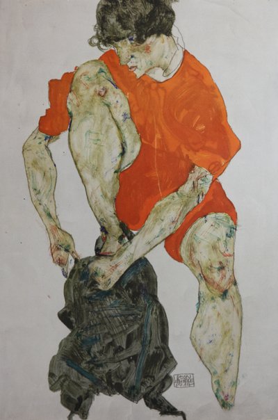 Modelka v červeném hábitu, 1914. od Egon Schiele