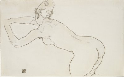Ženský akt klečící a předklánějící se doleva, 1918 od Egon Schiele