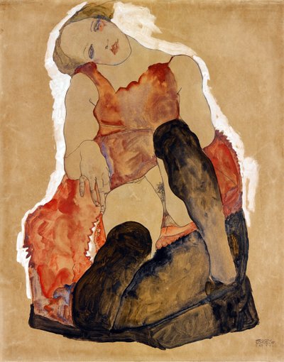Dívka s černými punčochami par Schiele, Egon (1890-1918) od Egon Schiele
