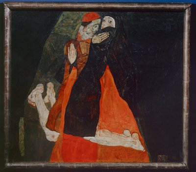 Kardinal und Nonne, Kardinál a jeptiška... (olej na plátně) od Egon Schiele