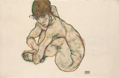 Akt dívky v podřepu od Egon Schiele