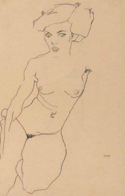 Klečící ženský akt od Egon Schiele