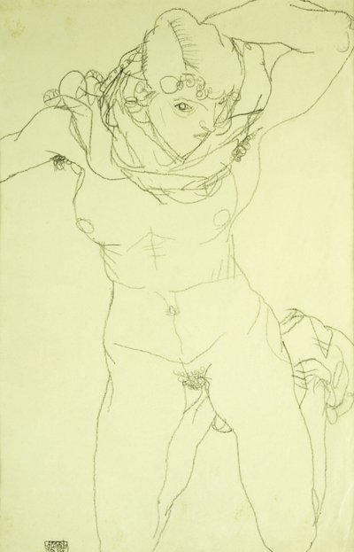 klečící akt zepředu; Klečící akt zepředu, 1914 od Egon Schiele
