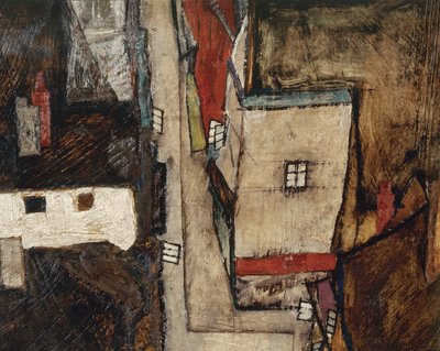 Krumlov a Vltava - Krumlov na Vltavě, ... (olej na plátně) od Egon Schiele