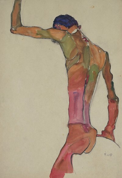 Mužský akt se zdviženou paží od Egon Schiele