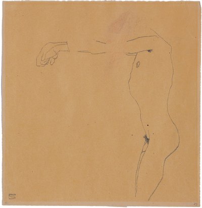 Mužský akt s rukama zdviženýma doleva, 1909 od Egon Schiele