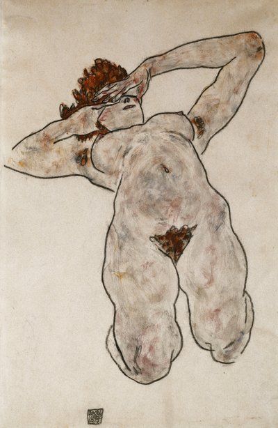 Akt vleže; Ležící akt, 1917 od Egon Schiele
