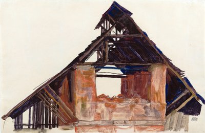 Old Gable (vieux gable) - Schiele, Egon (1890-1918) - 1913 - Kvaš na papíře - 32x48,6 - Leopold Museum, Vídeň od Egon Schiele